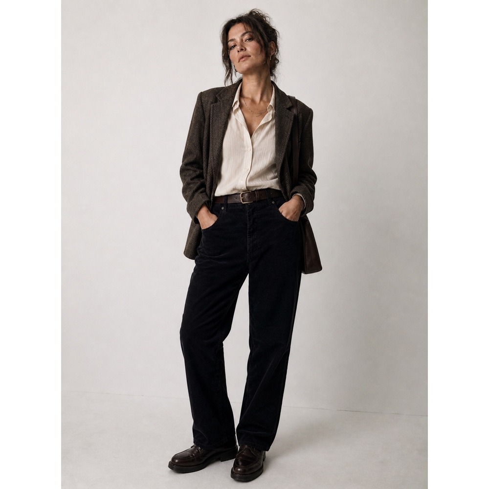 Chicos Corduroy Pants Womens 2.5 14 Straight Leg‎ Minimalist Indie Dark Academia